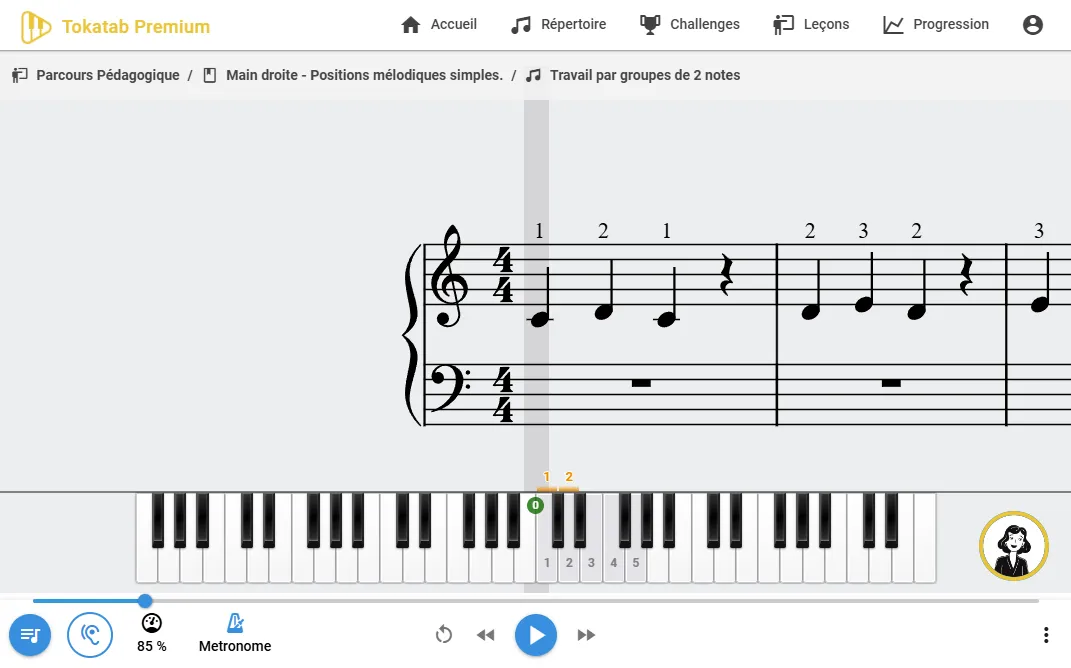 Apprendre le solfège avec le mode partition Tokatab